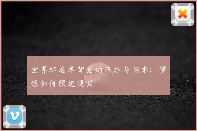 世界杯名单背后的汗水与泪水:梦想如何照进现实